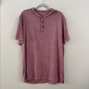 John Varvatos Henley T Shirt Lightweight Burnout in Heathered Plum XXL Flawed